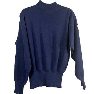 Meister Vtg Sweater Mens S Navy Blue Nautical Gold Button Crest Patch Heritage